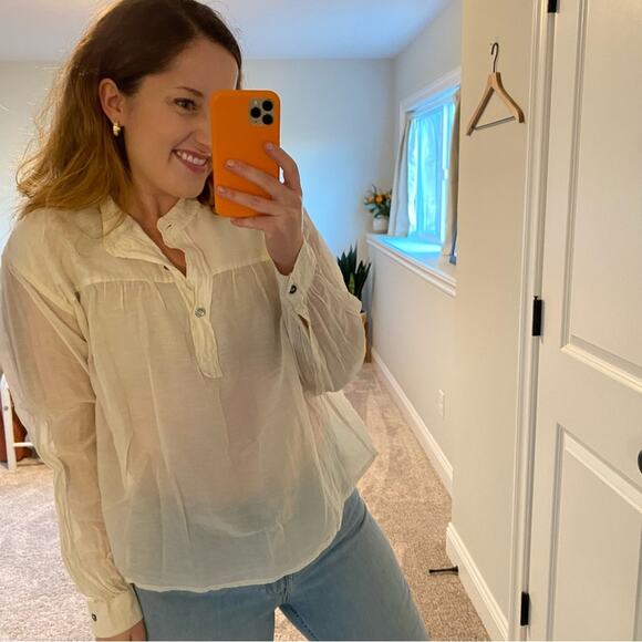 Isabel Marant White Sheer Cotton Silk Blouse 40 Medium - Picture 5 of 13